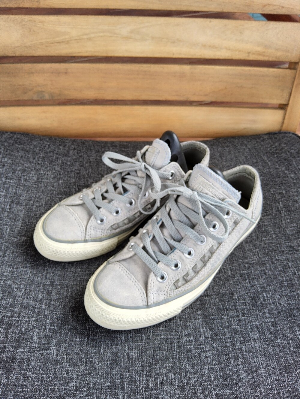 Gray Vintage Low-Top Suede Converse Studded Sneakers